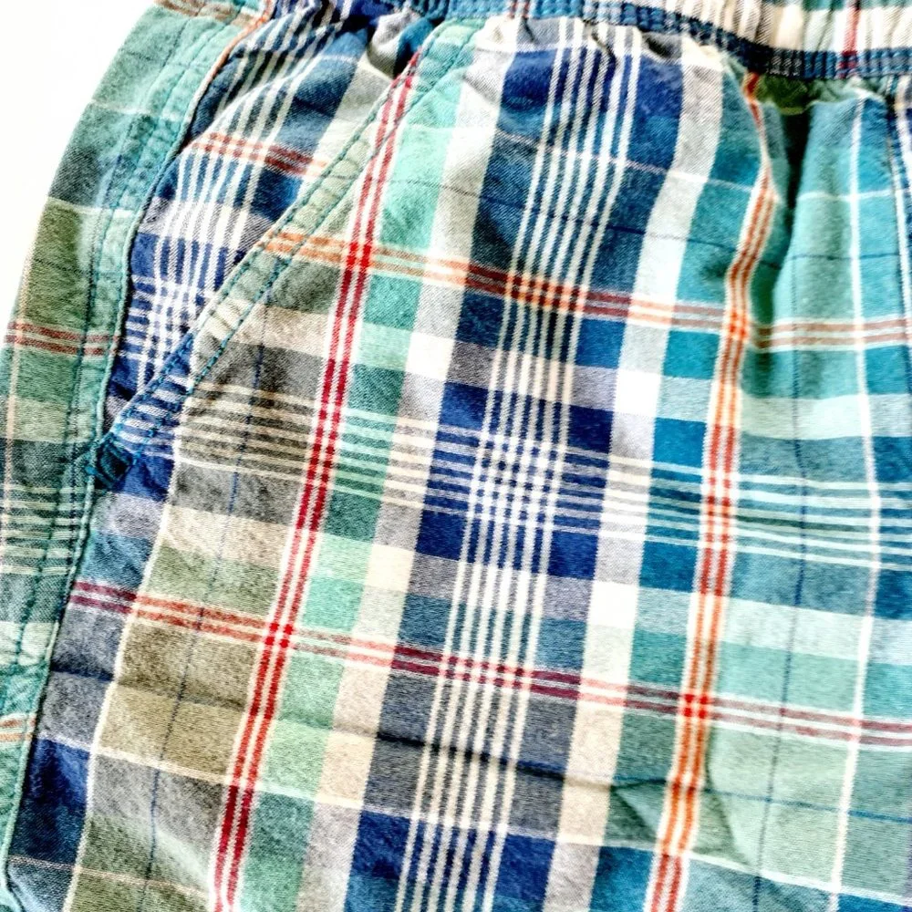 Children's Place Boys Shorts Blue Plaid Adjustable Waist Pull On Size 7